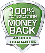 48 hour money back satisfaction guarantee shield