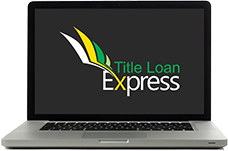 laptop with title loan express logo with cash spot logo